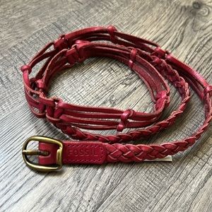 Fossil Leather Braided Belt, Woman’s, Pink